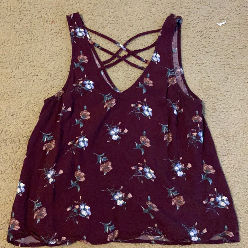 TILLY’S MAROON FLORAL TANK TOP SIZE S